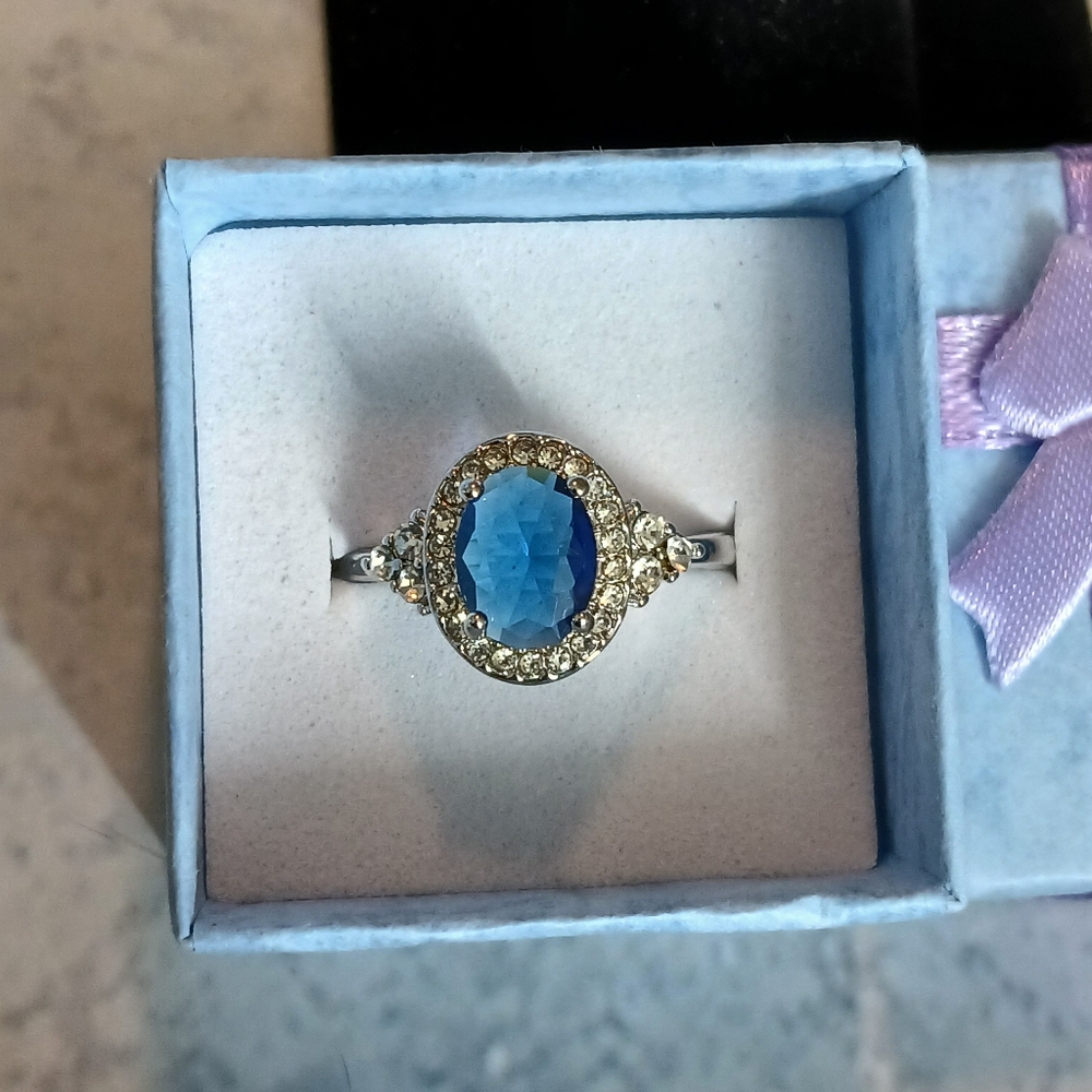 Elegant Blue and Silver Women's Ring